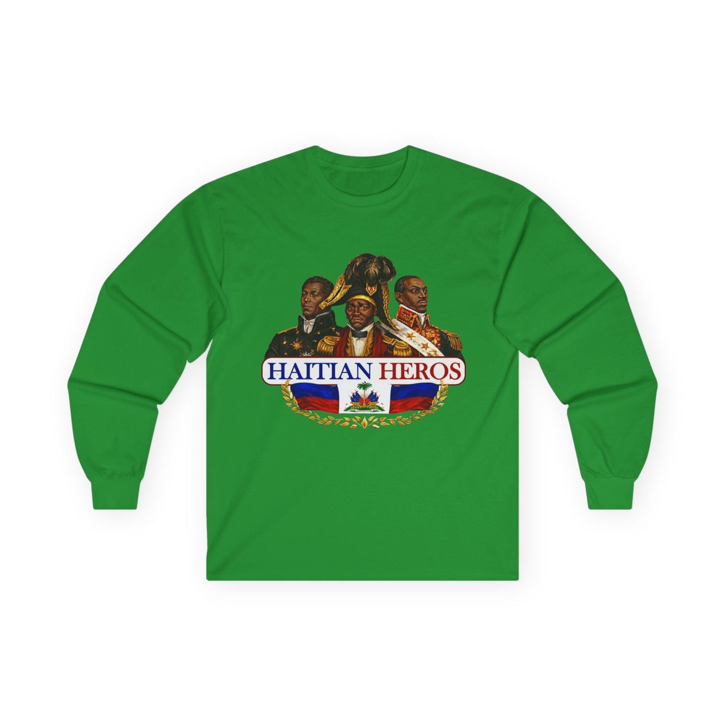 Haitian Heroes Long Sleeve Tee — “L’Union Fait La Force” Crested Cotton Shirt