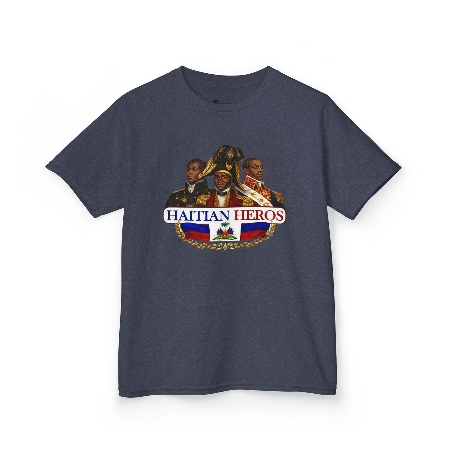 Kids Tee — "Haitian Heros" Crested Shirt with Haitian Flag & Coat of Arms