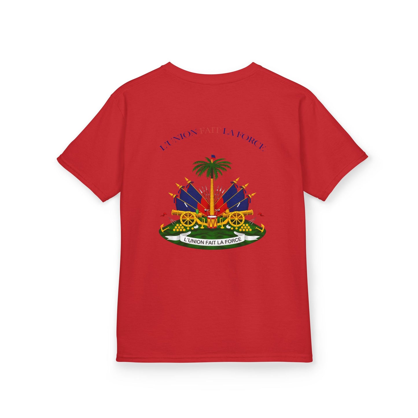 Kids Tee — "Haitian Heros" Crested Shirt with Haitian Flag & Coat of Arms