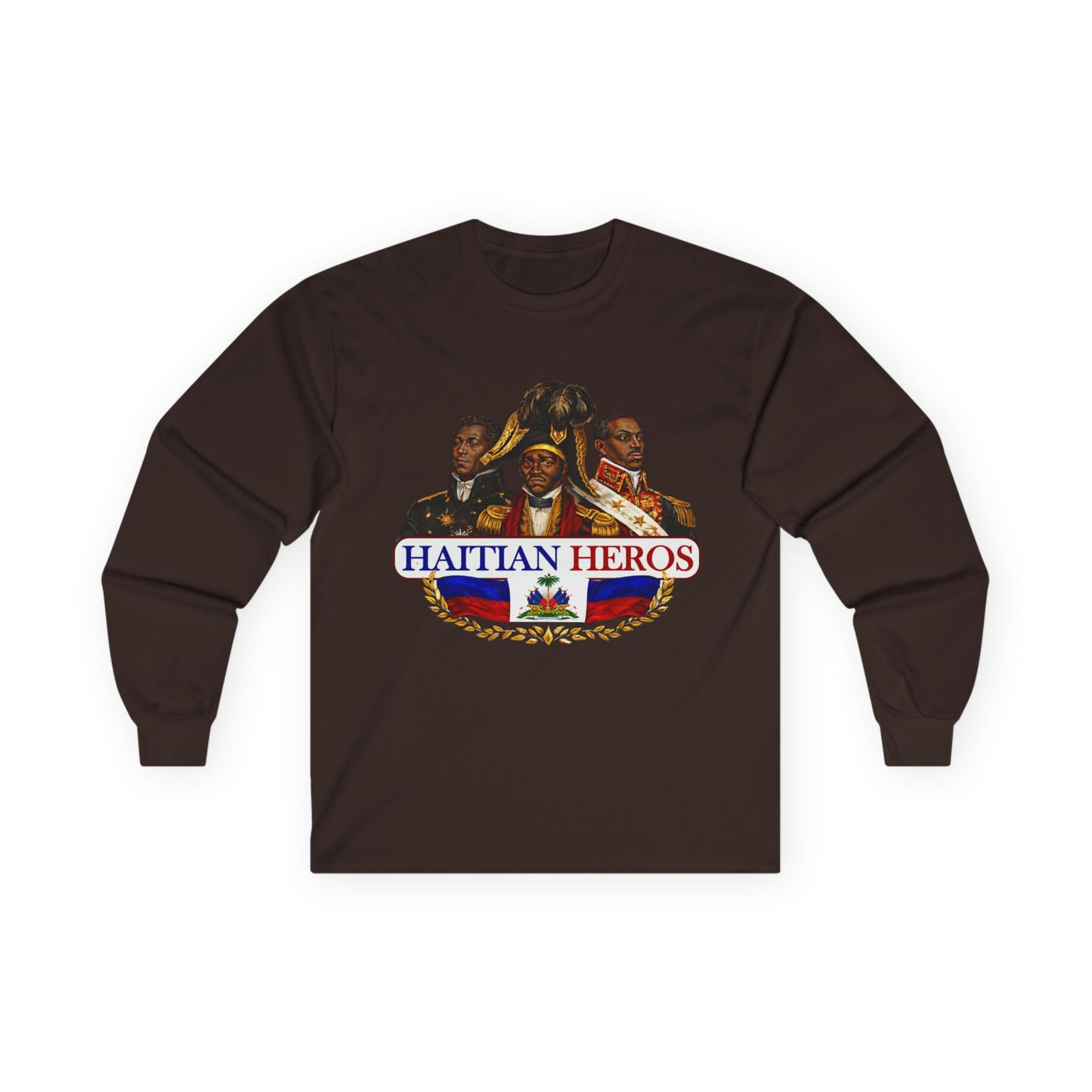 Haitian Heroes Long Sleeve Tee — “L’Union Fait La Force” Crested Cotton Shirt