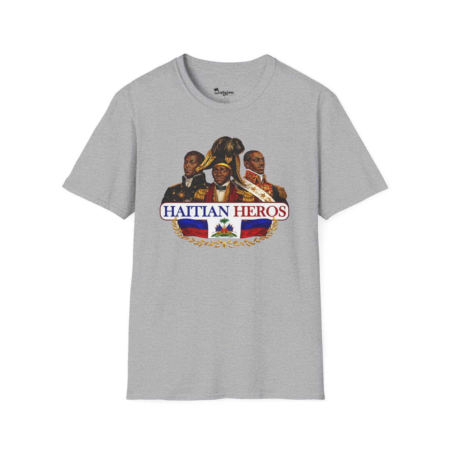 Haitian Heros T-Shirt — Haitian Coat of Arms Back & 'L'Union Fait La Force' Graphic