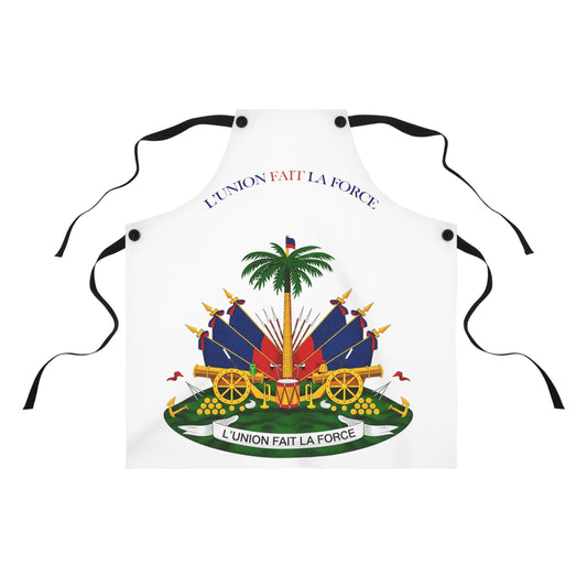 Haitian Coat of Arms Apron — "L'Union Fait La Force" Kitchen Apron