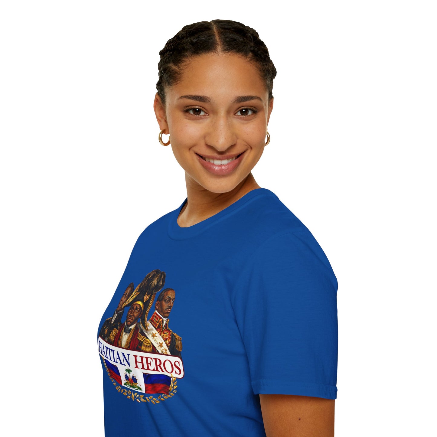 Haitian Heros T-Shirt — Haitian Coat of Arms Back & 'L'Union Fait La Force' Graphic