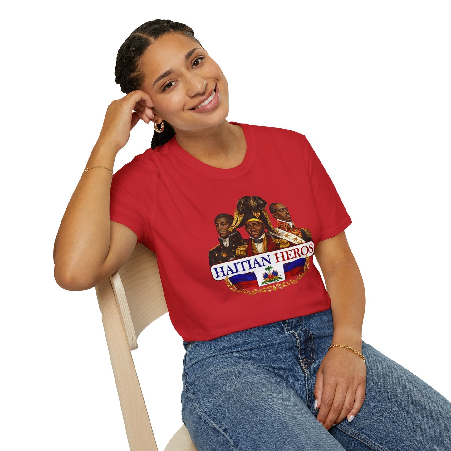Haitian Heros T-Shirt — Haitian Coat of Arms Back & 'L'Union Fait La Force' Graphic