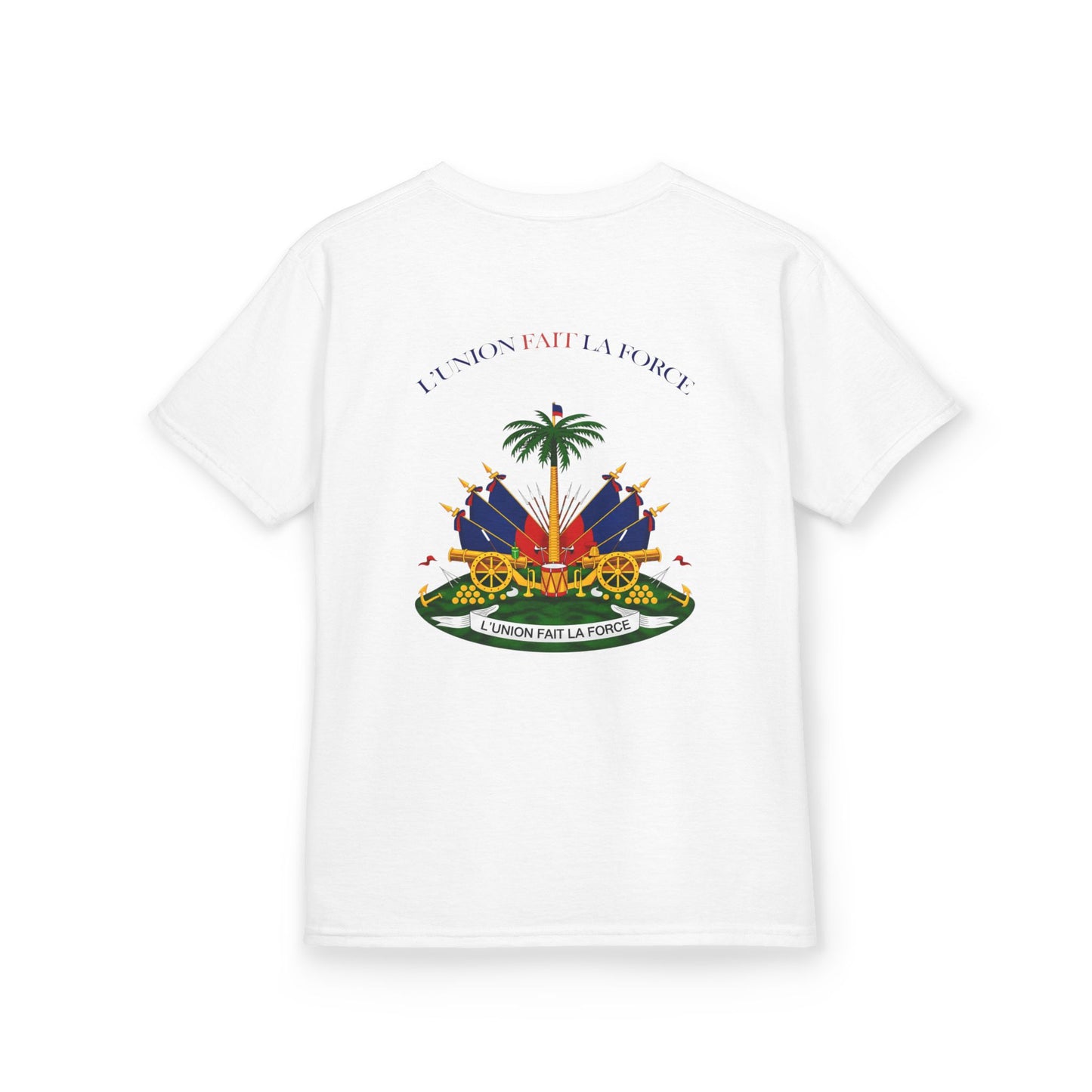 Kids Tee — "Haitian Heros" Crested Shirt with Haitian Flag & Coat of Arms