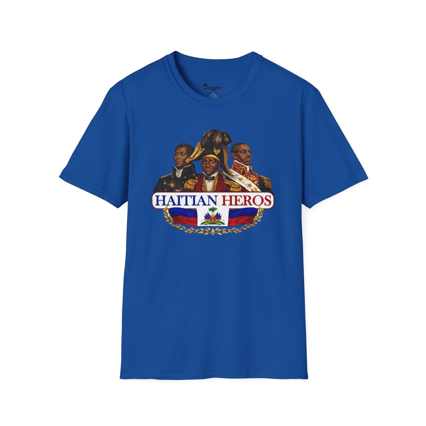 Haitian Heros T-Shirt — Haitian Coat of Arms Back & 'L'Union Fait La Force' Graphic