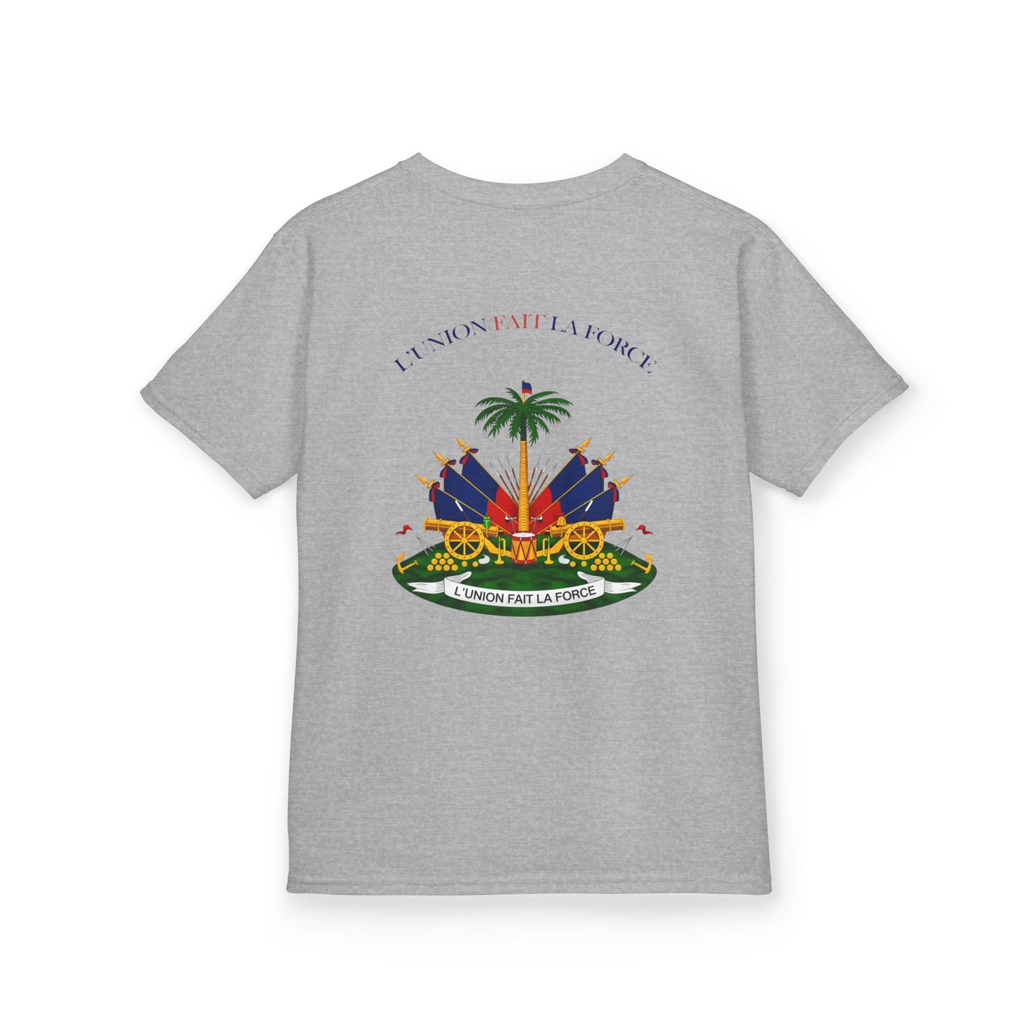 Kids Tee — "Haitian Heros" Crested Shirt with Haitian Flag & Coat of Arms