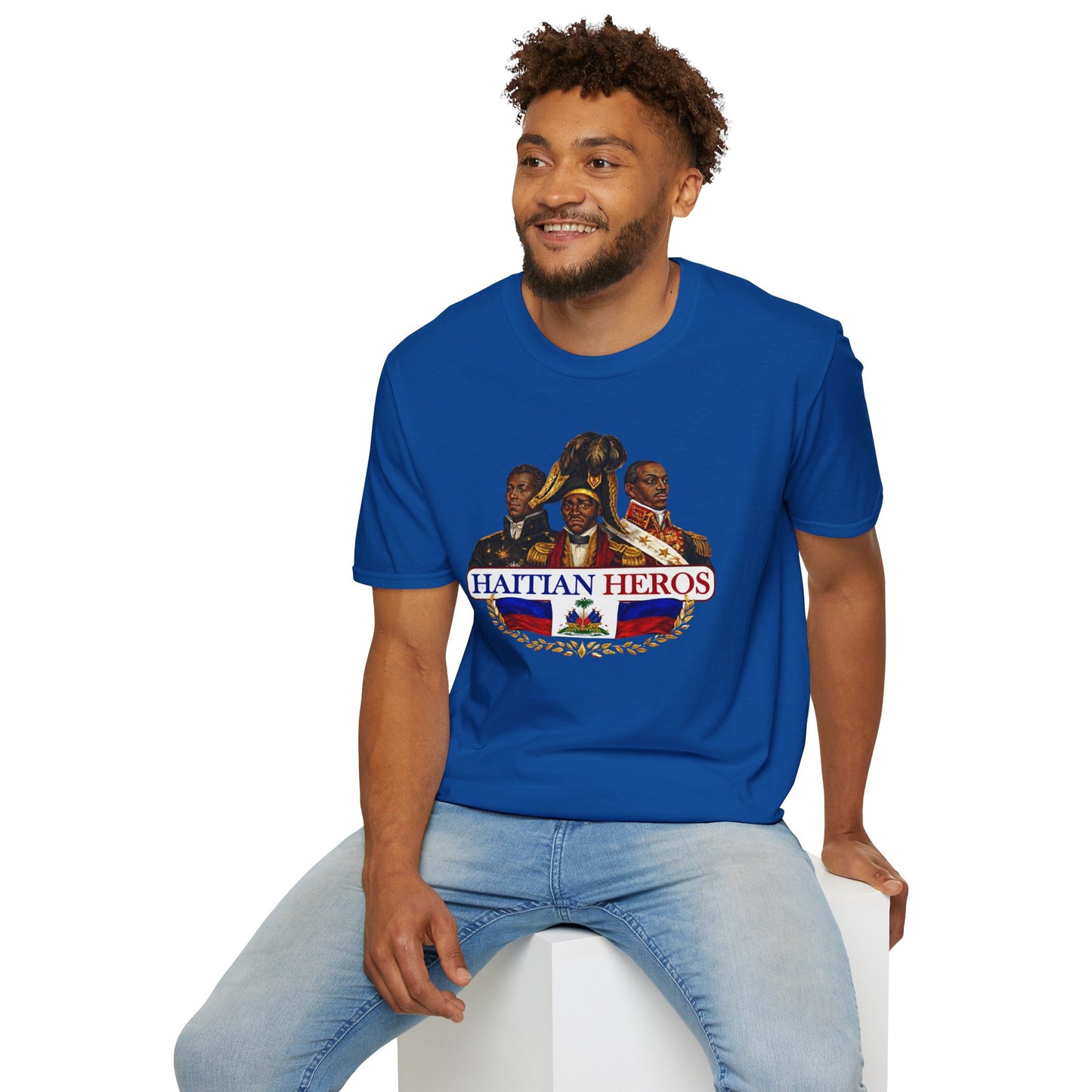 Haitian Heros T-Shirt — Haitian Coat of Arms Back & 'L'Union Fait La Force' Graphic
