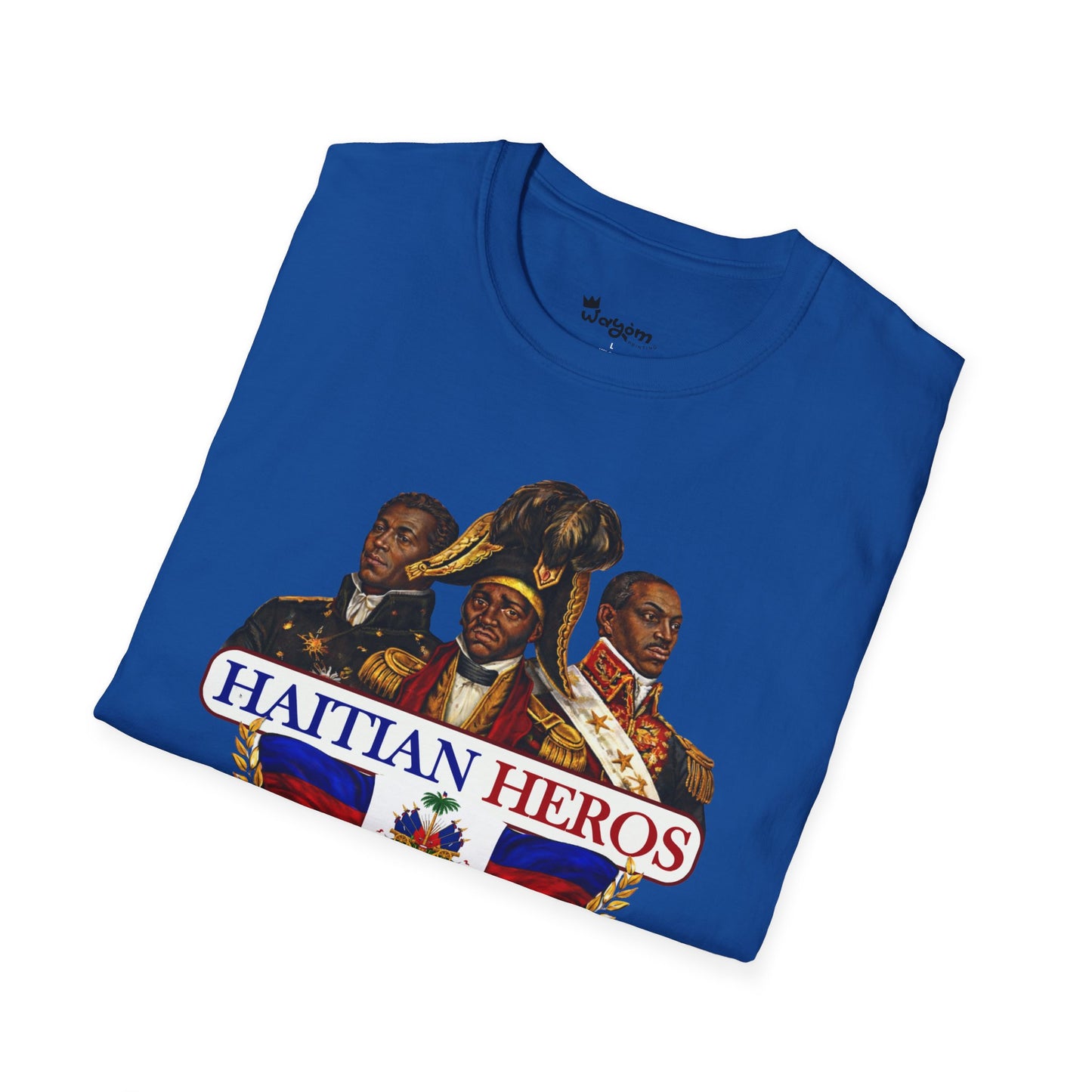 Haitian Heros T-Shirt — Haitian Coat of Arms Back & 'L'Union Fait La Force' Graphic