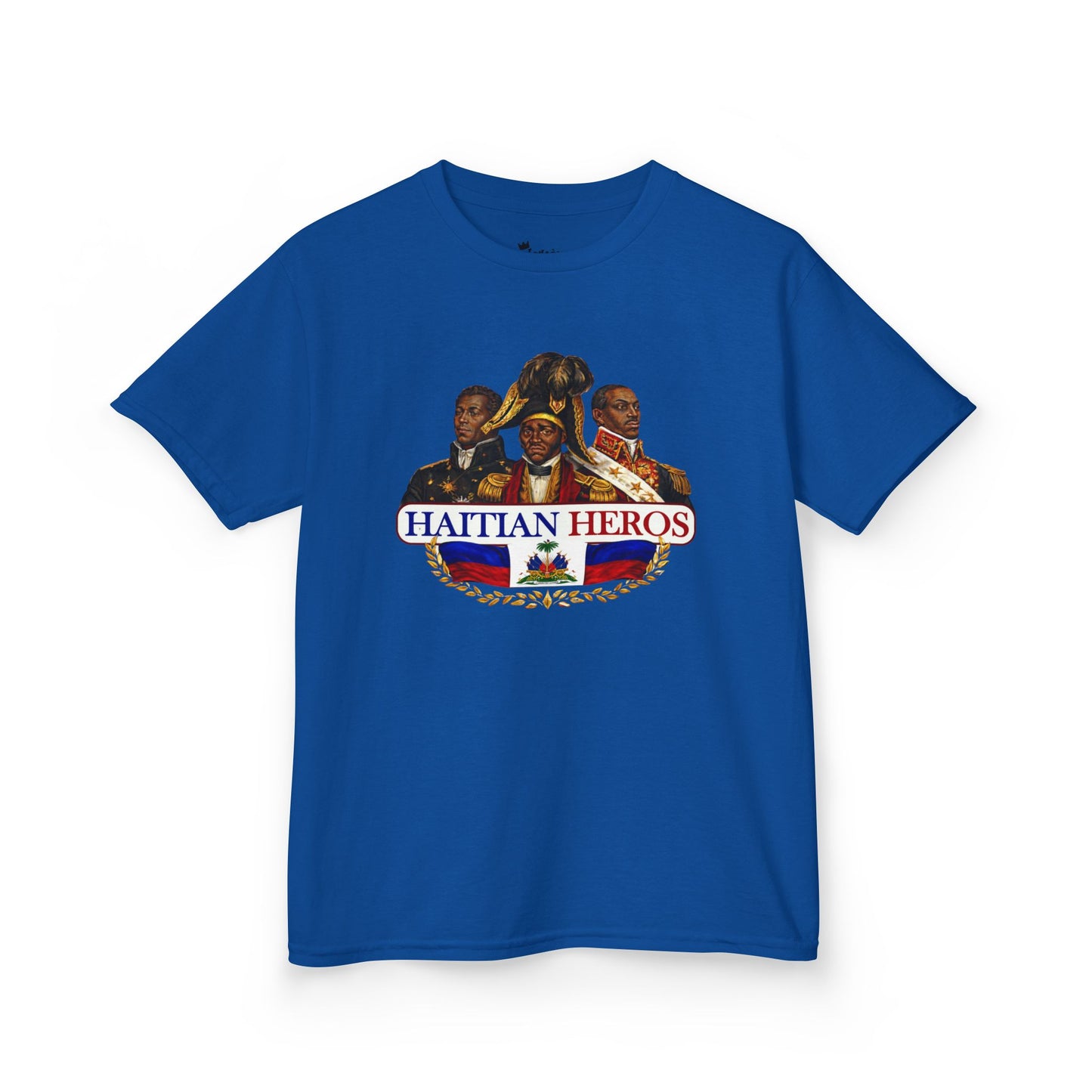 Kids Tee — "Haitian Heros" Crested Shirt with Haitian Flag & Coat of Arms