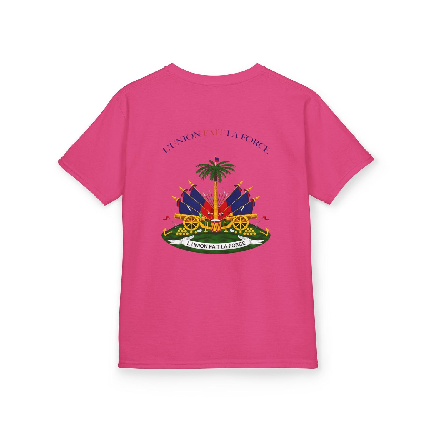 Kids Tee — "Haitian Heros" Crested Shirt with Haitian Flag & Coat of Arms