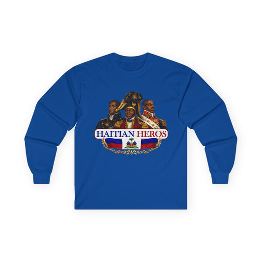Haitian Heroes Long Sleeve Tee — “L’Union Fait La Force” Crested Cotton Shirt
