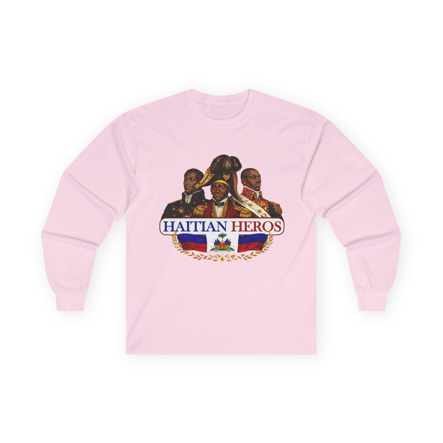Haitian Heroes Long Sleeve Tee — “L’Union Fait La Force” Crested Cotton Shirt