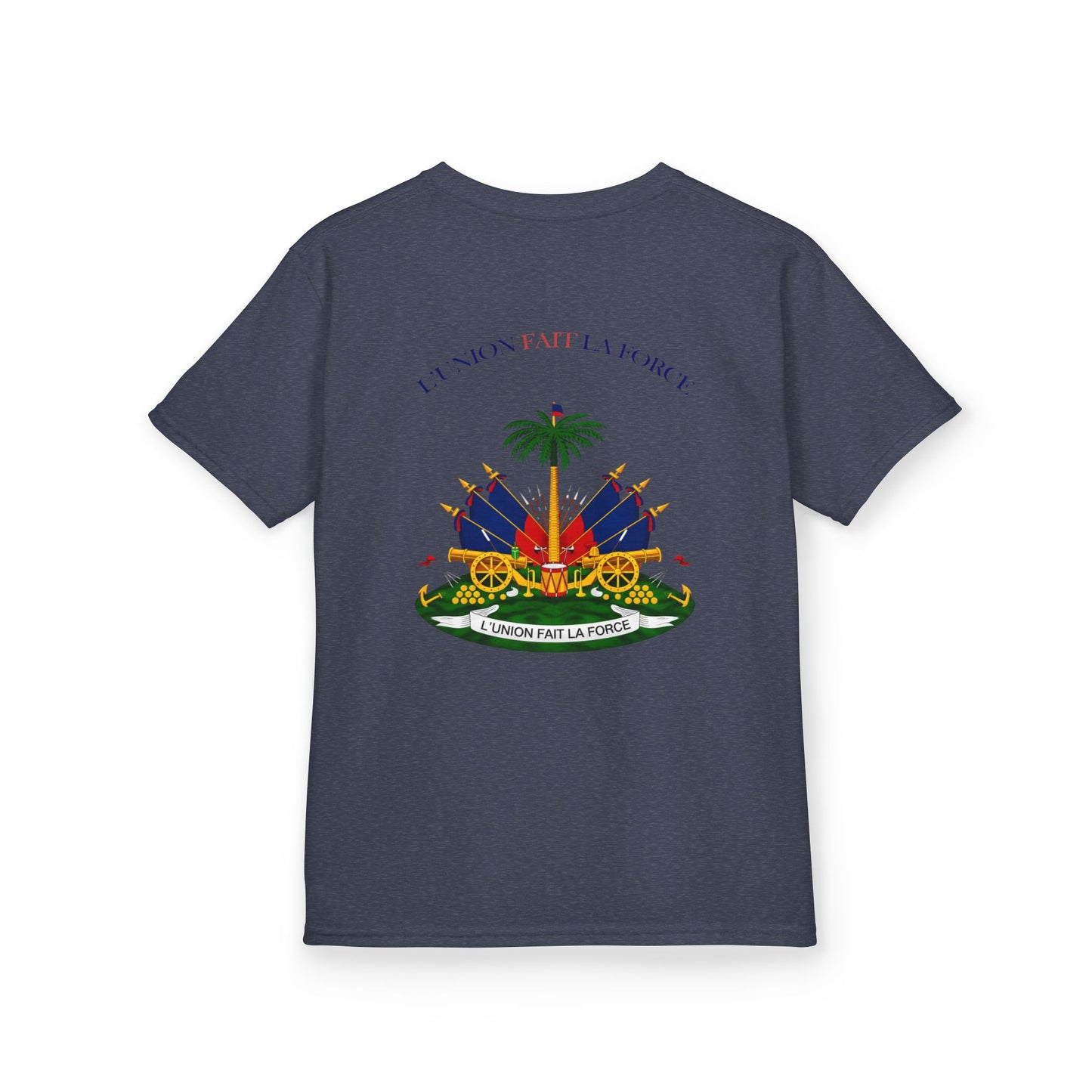 Kids Tee — "Haitian Heros" Crested Shirt with Haitian Flag & Coat of Arms