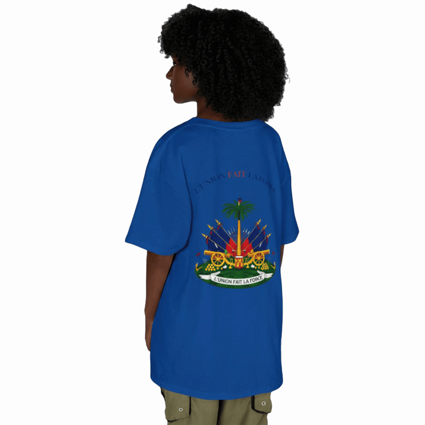 Kids Tee — "Haitian Heros" Crested Shirt with Haitian Flag & Coat of Arms