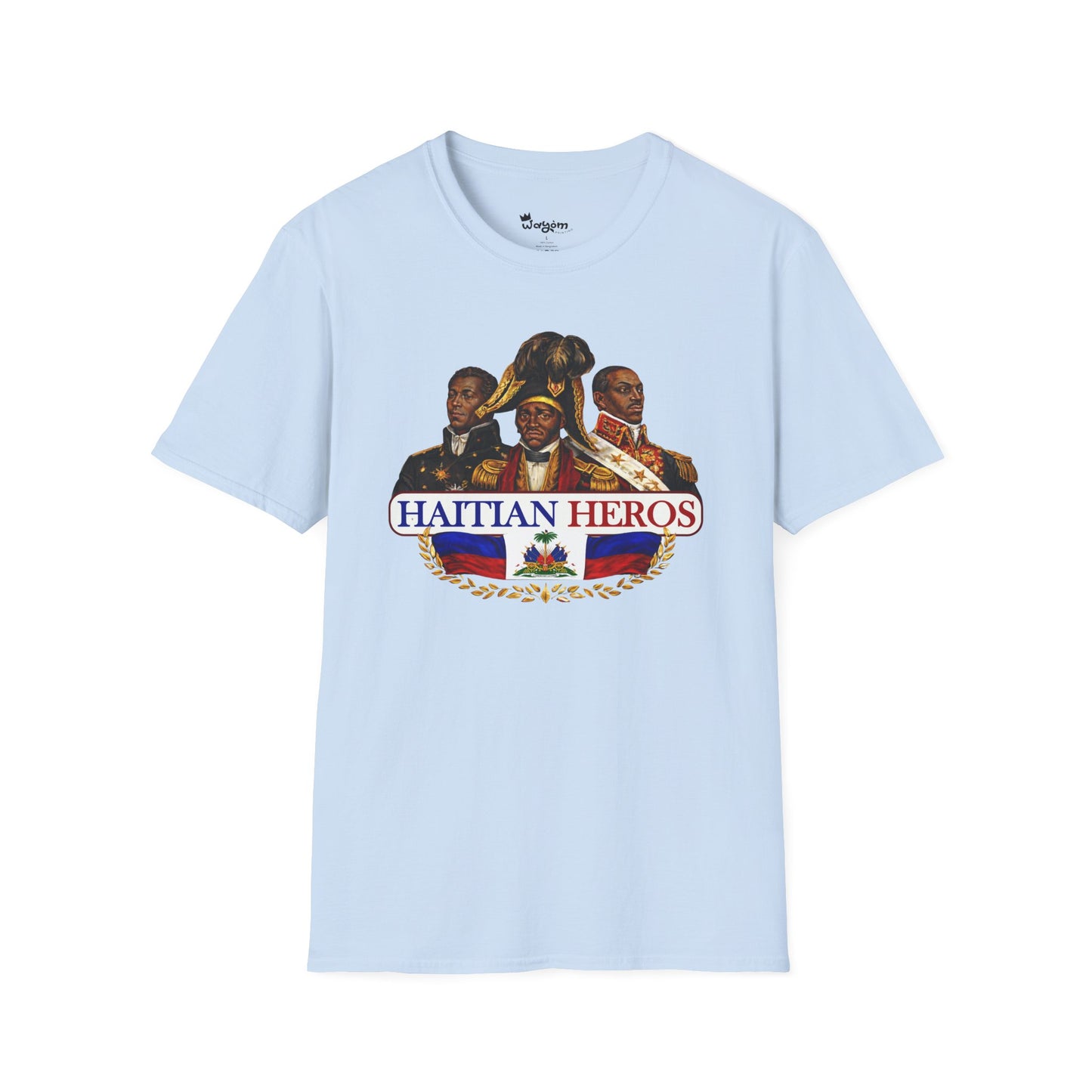 Haitian Heros T-Shirt — Haitian Coat of Arms Back & 'L'Union Fait La Force' Graphic