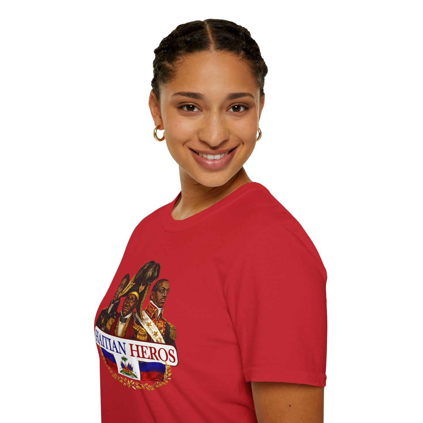 Haitian Heros T-Shirt — Haitian Coat of Arms Back & 'L'Union Fait La Force' Graphic