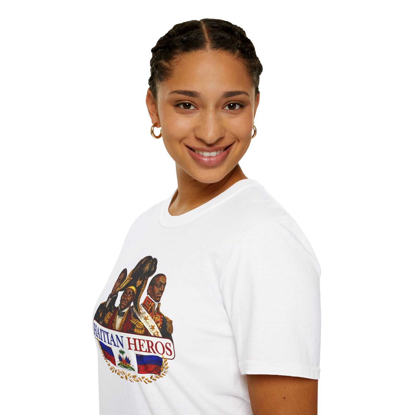 Haitian Heros T-Shirt — Haitian Coat of Arms Back & 'L'Union Fait La Force' Graphic