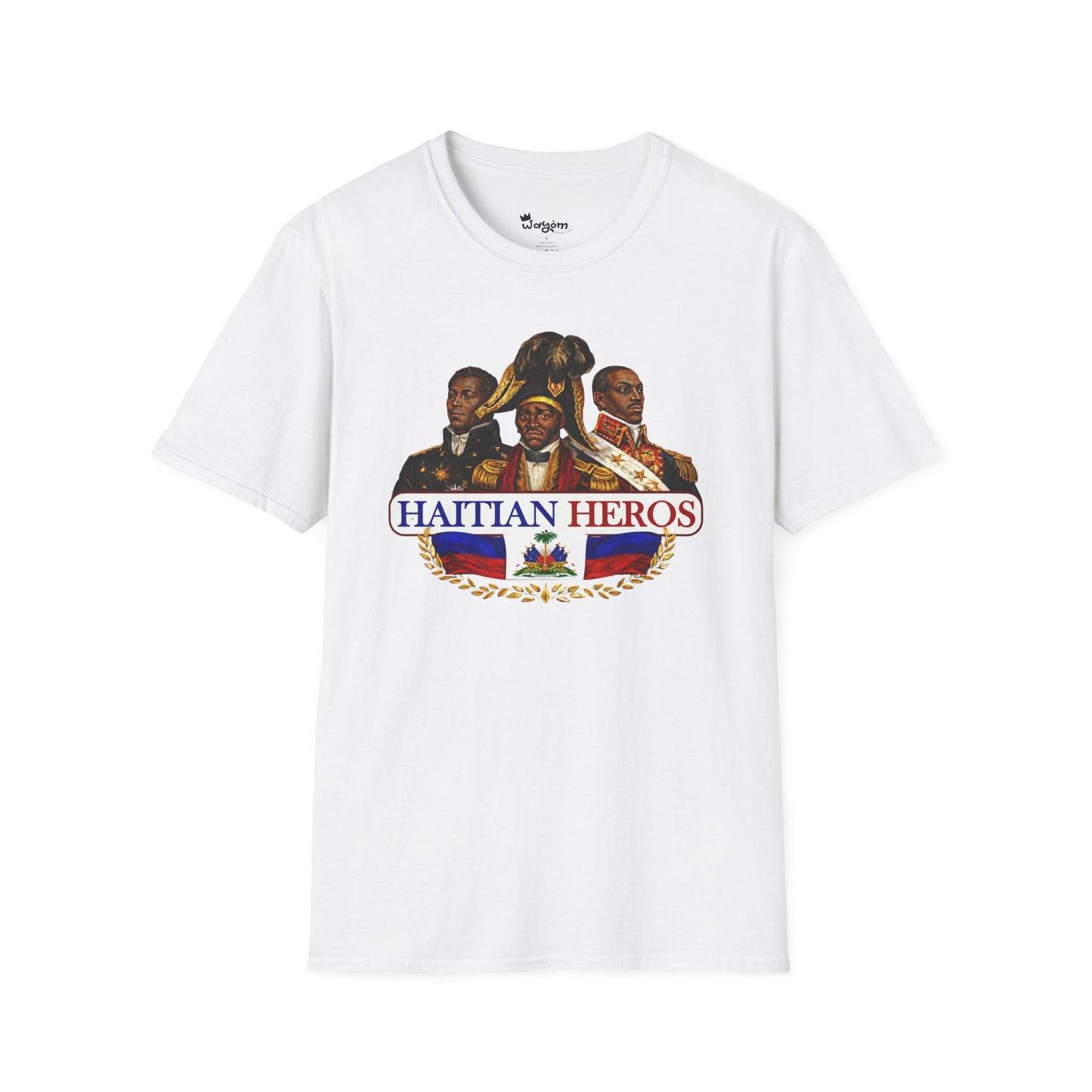 Haitian Heros T-Shirt — Haitian Coat of Arms Back & 'L'Union Fait La Force' Graphic