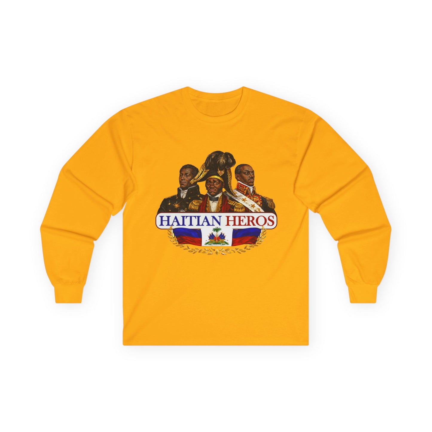 Haitian Heroes Long Sleeve Tee — “L’Union Fait La Force” Crested Cotton Shirt