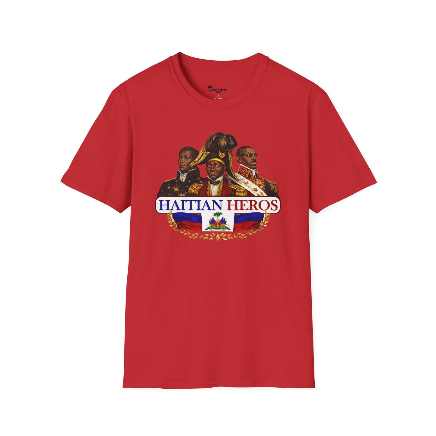 Haitian Heros T-Shirt — Haitian Coat of Arms Back & 'L'Union Fait La Force' Graphic
