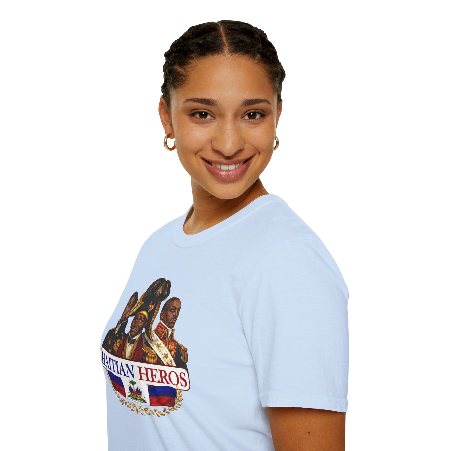 Haitian Heros T-Shirt — Haitian Coat of Arms Back & 'L'Union Fait La Force' Graphic