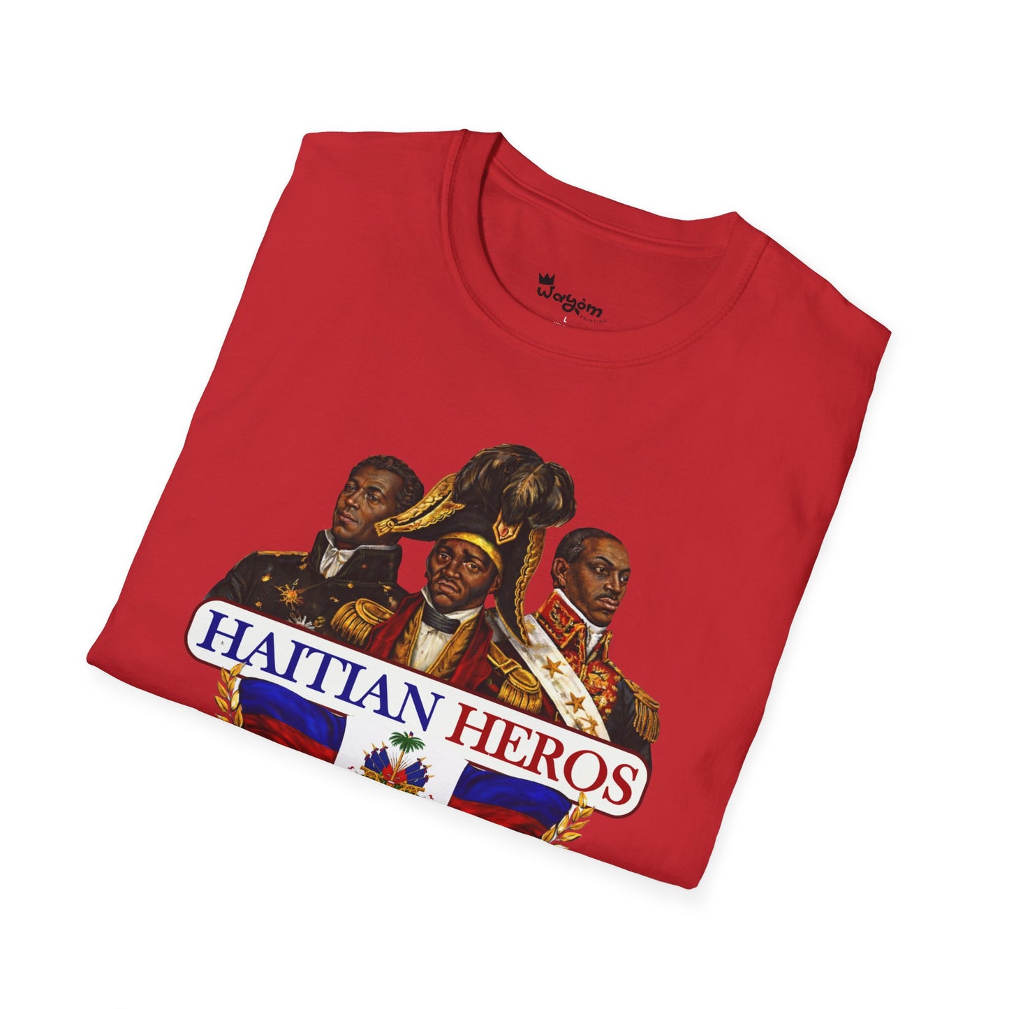 Haitian Heros T-Shirt — Haitian Coat of Arms Back & 'L'Union Fait La Force' Graphic