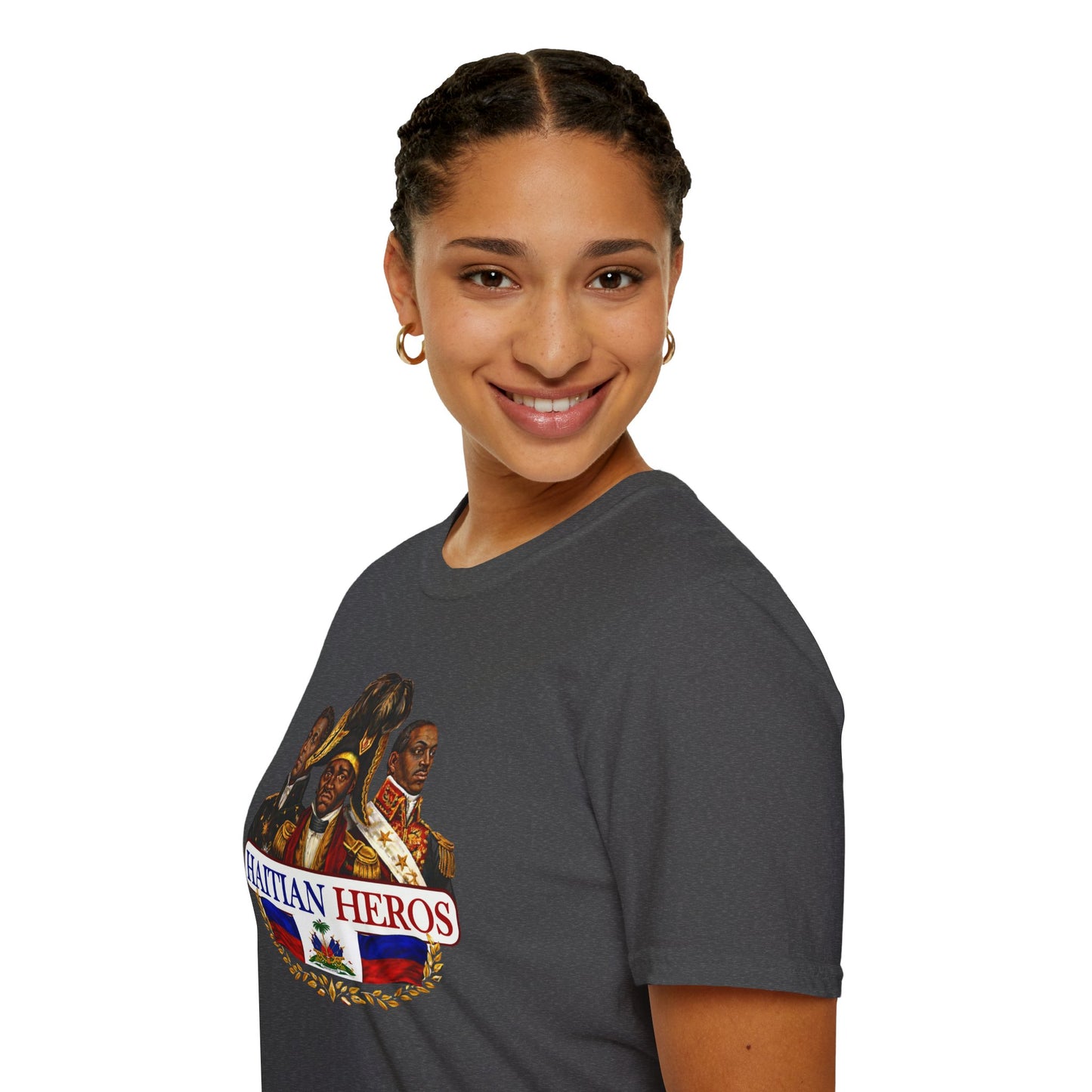 Haitian Heros T-Shirt — Haitian Coat of Arms Back & 'L'Union Fait La Force' Graphic