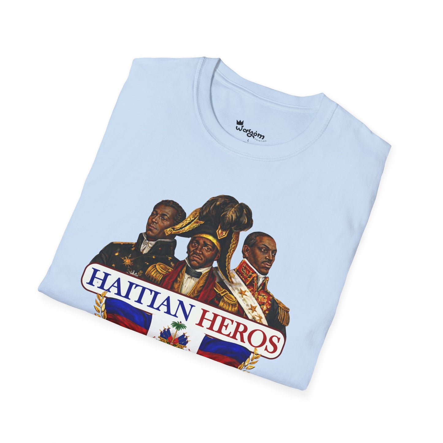 Haitian Heros T-Shirt — Haitian Coat of Arms Back & 'L'Union Fait La Force' Graphic