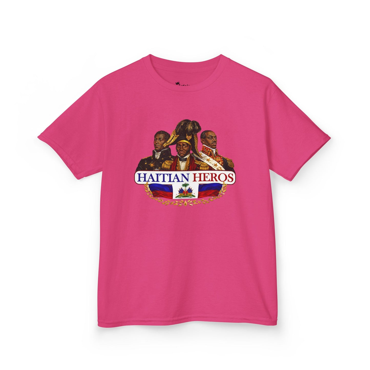 Kids Tee — "Haitian Heros" Crested Shirt with Haitian Flag & Coat of Arms