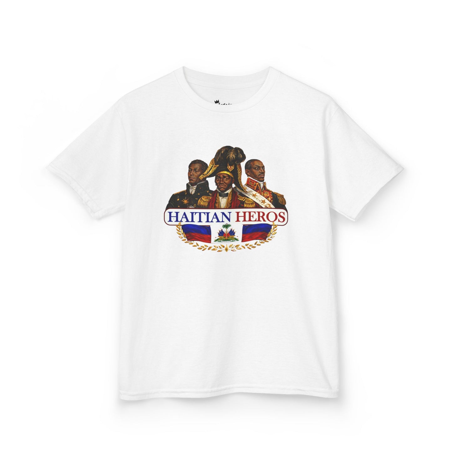 Kids Tee — "Haitian Heros" Crested Shirt with Haitian Flag & Coat of Arms