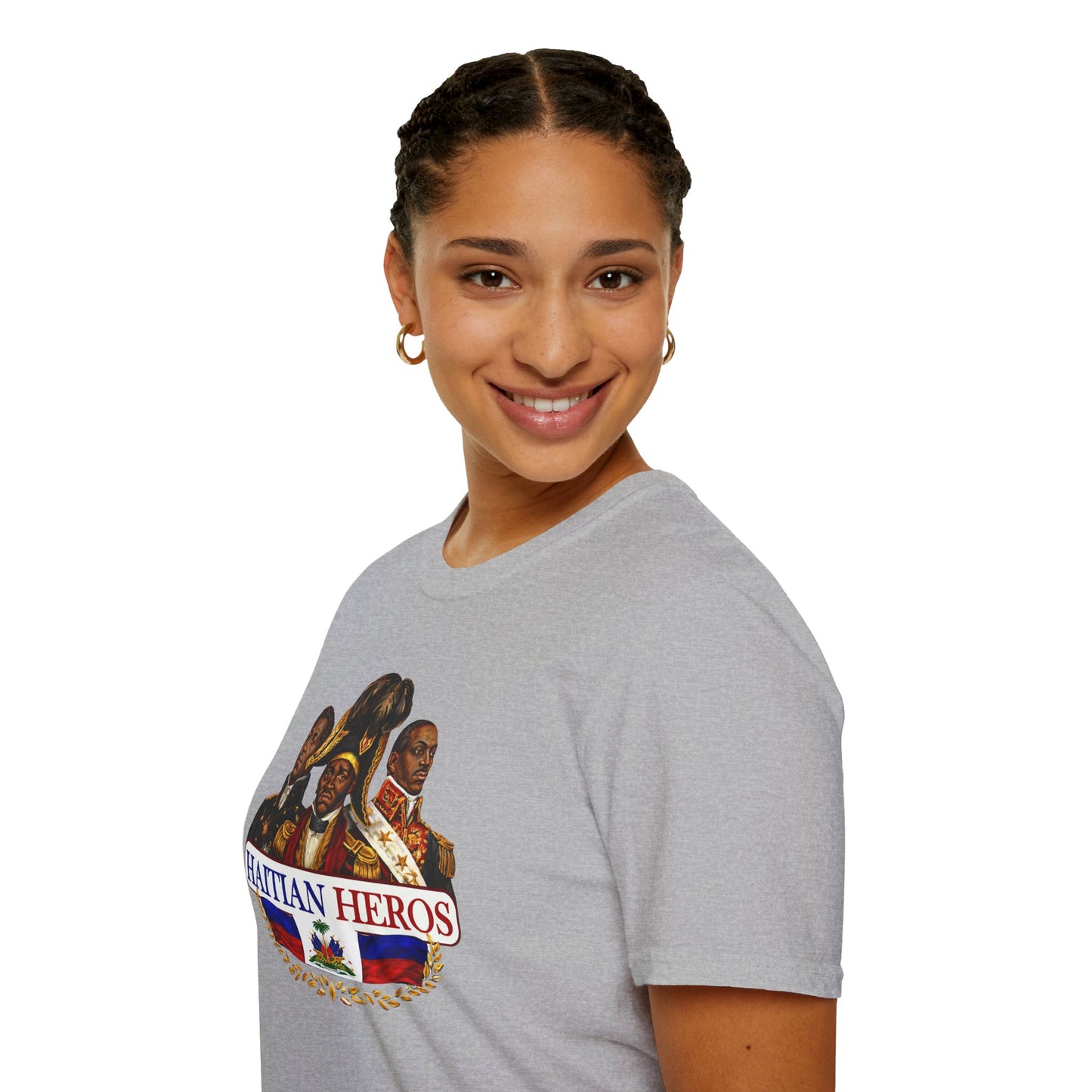 Haitian Heros T-Shirt — Haitian Coat of Arms Back & 'L'Union Fait La Force' Graphic