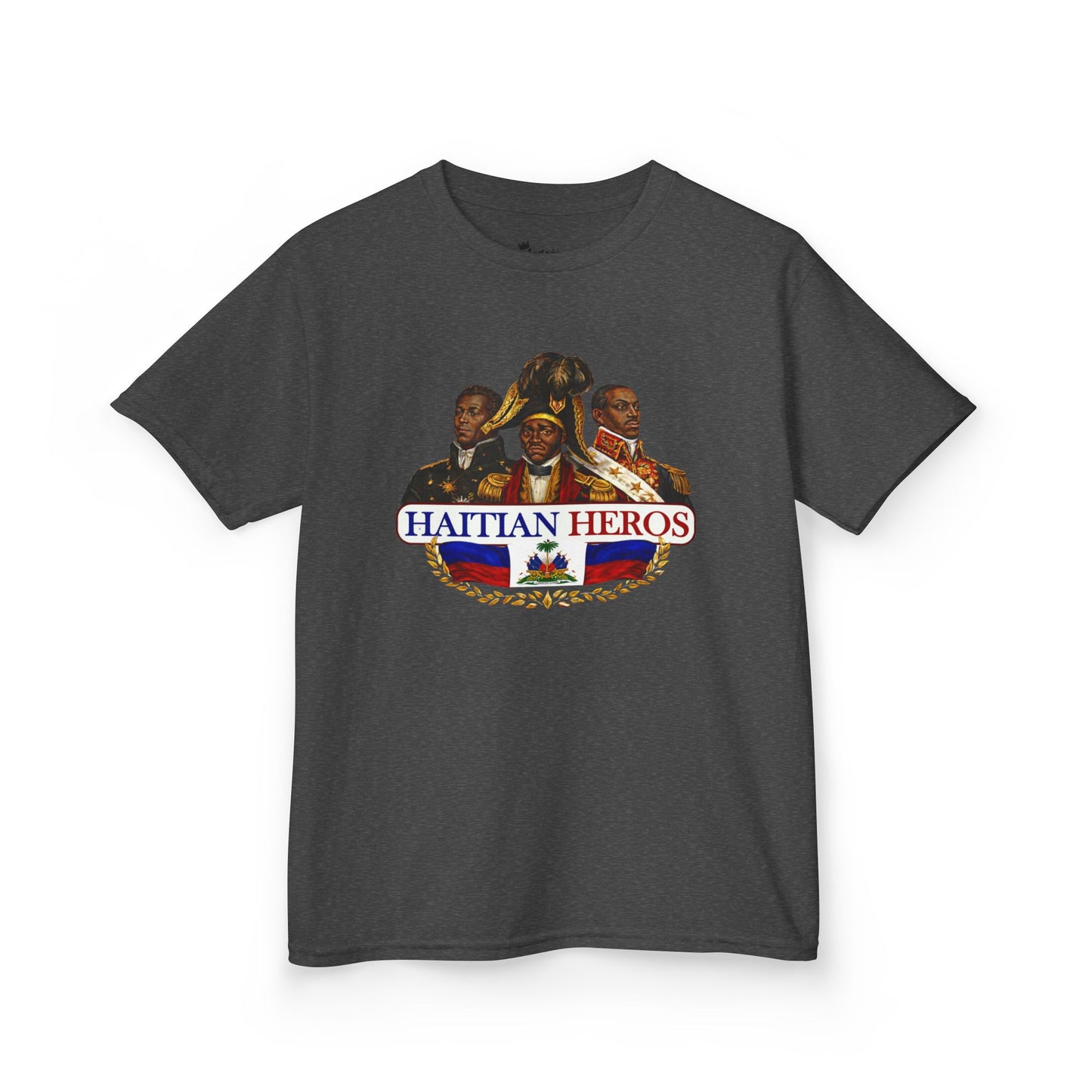 Kids Tee — "Haitian Heros" Crested Shirt with Haitian Flag & Coat of Arms