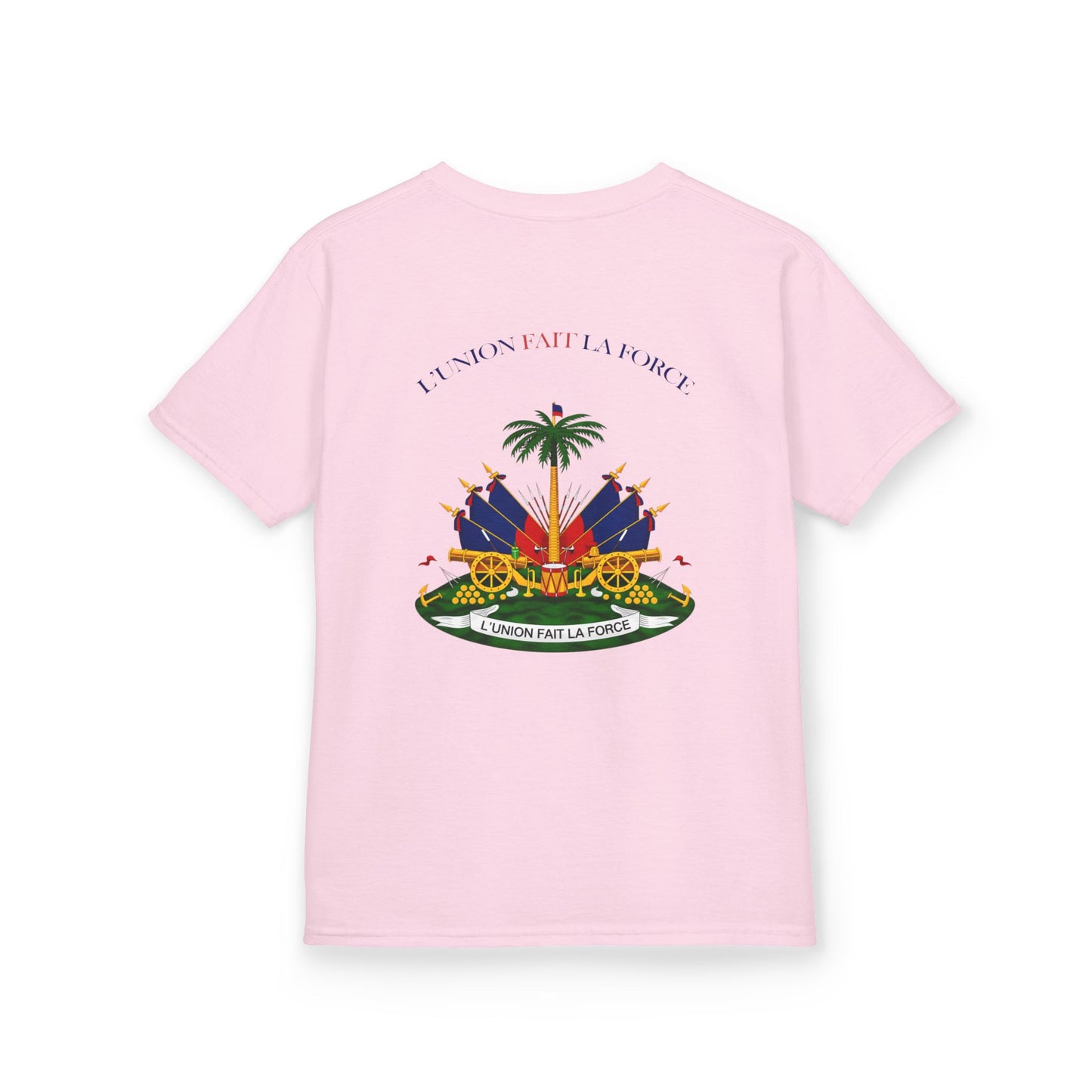 Kids Tee — "Haitian Heros" Crested Shirt with Haitian Flag & Coat of Arms