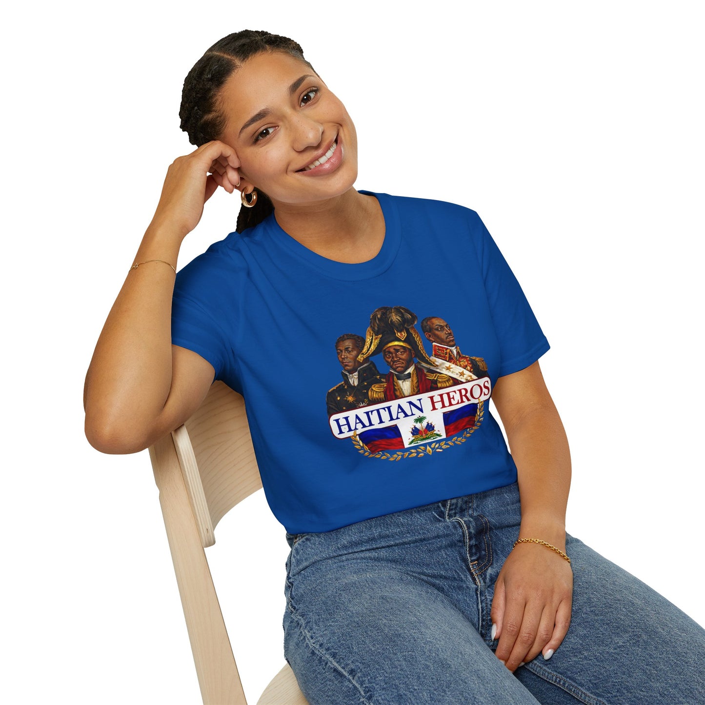 Haitian Heros T-Shirt — Haitian Coat of Arms Back & 'L'Union Fait La Force' Graphic