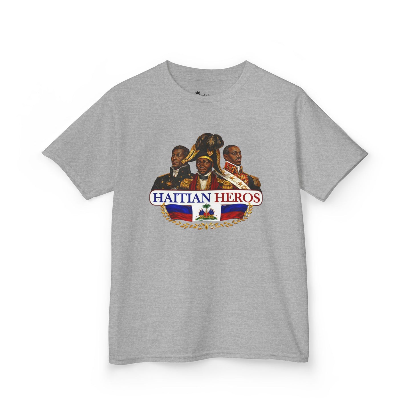 Kids Tee — "Haitian Heros" Crested Shirt with Haitian Flag & Coat of Arms