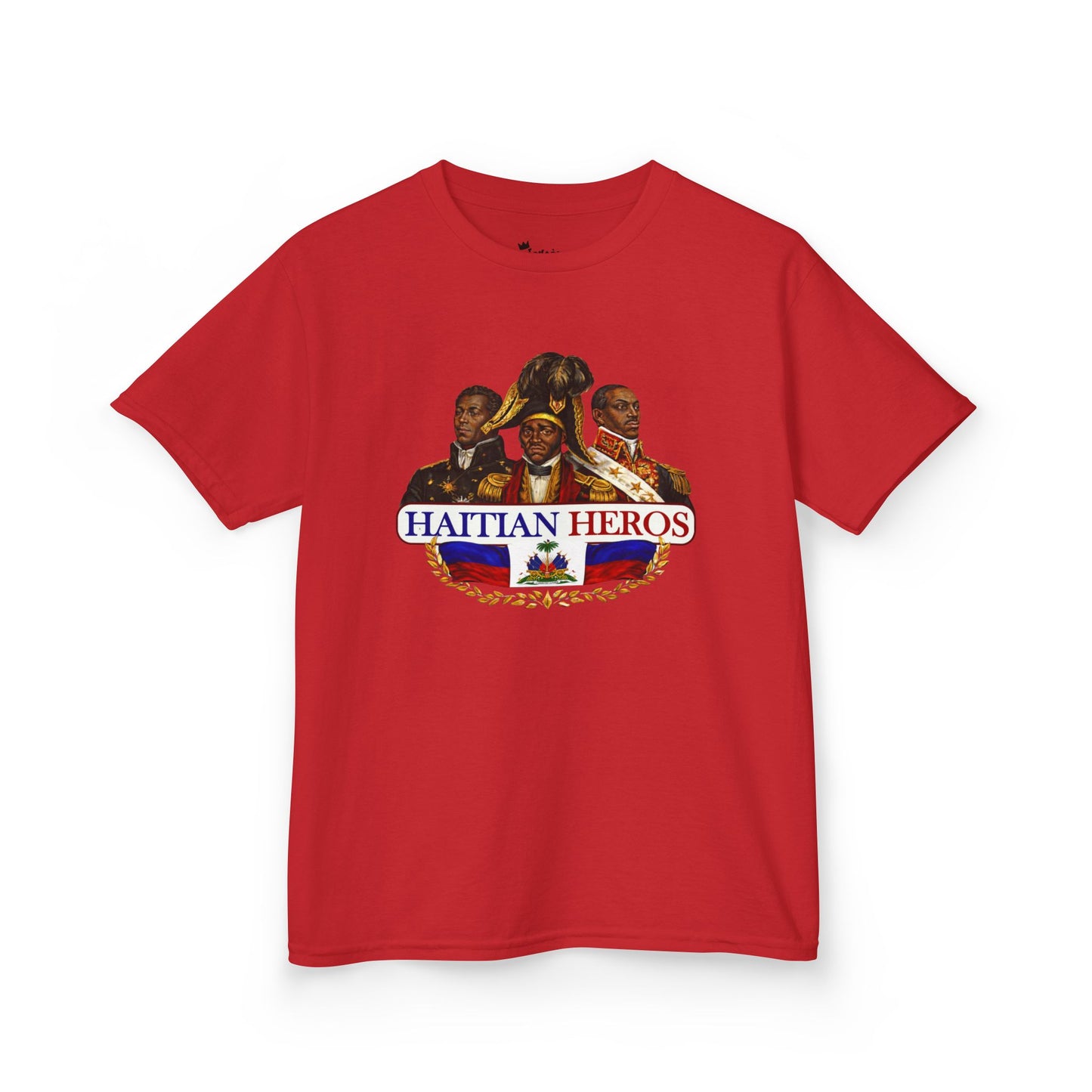 Kids Tee — "Haitian Heros" Crested Shirt with Haitian Flag & Coat of Arms